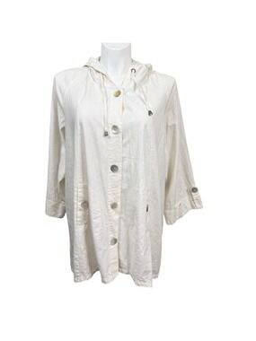 Jones New York Linen Hooded Jacket Womens XL‎ Oversized Coastal